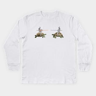 Knights jousting on tortoises Kids Long Sleeve T-Shirt